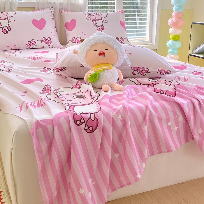 91家纺网 家纺一手货源 找家纺 金鑫汇家纺 2025新款喜羊羊与灰太狼全棉单品床单 时尚美羊羊