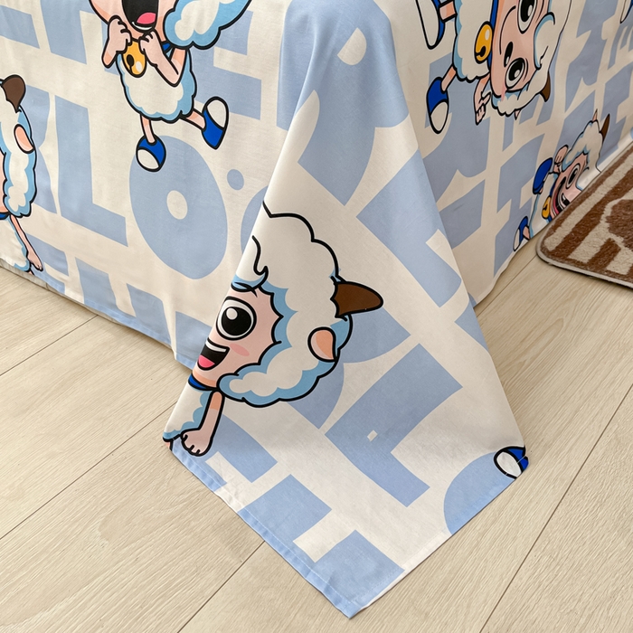 91家纺网 家纺一手货源 找家纺 金鑫汇家纺 2025新款喜羊羊与灰太狼全棉单品床单 字母喜羊羊