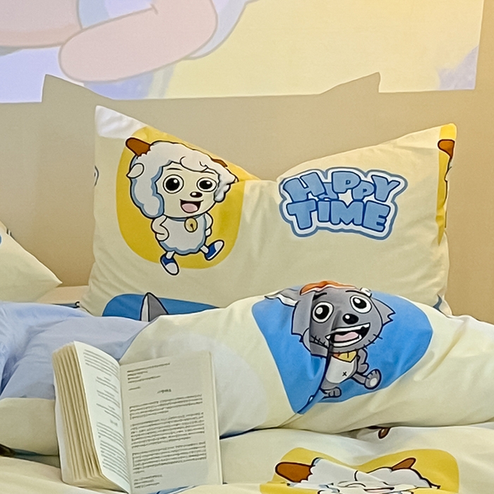 91家纺网 家纺一手货源 找家纺 （总）金鑫汇家纺 2025新款喜羊羊与灰太狼全棉单品枕套