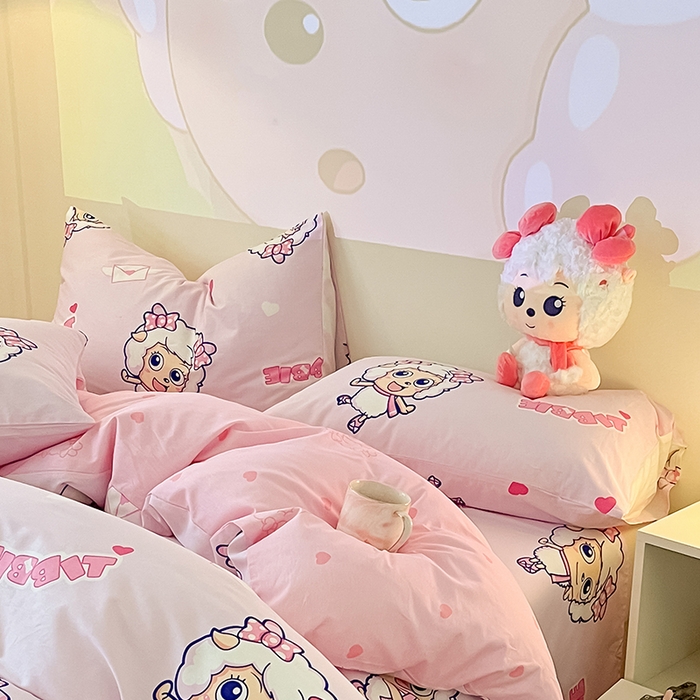 91家纺网 家纺一手货源 找家纺 金鑫汇家纺 2025新款喜羊羊与灰太狼全棉单品枕套 乖巧美羊羊