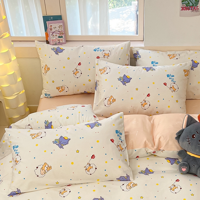 91家纺网 家纺一手货源 找家纺 金鑫汇家纺 2025新款喜羊羊与灰太狼全棉单品枕套 困困小狼羊