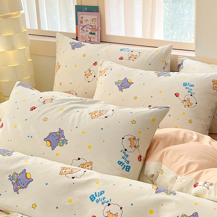 91家纺网 家纺一手货源 找家纺 金鑫汇家纺 2025新款喜羊羊与灰太狼全棉单品枕套 困困小狼羊