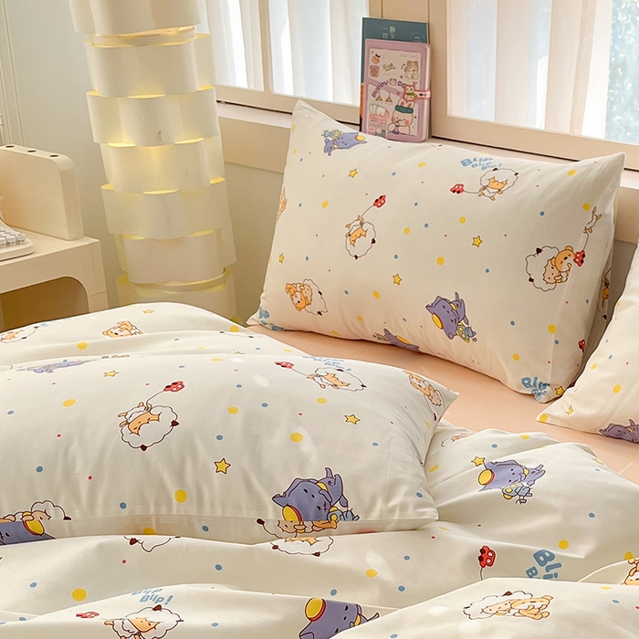 91家纺网 家纺一手货源 找家纺 金鑫汇家纺 2025新款喜羊羊与灰太狼全棉单品枕套 困困小狼羊