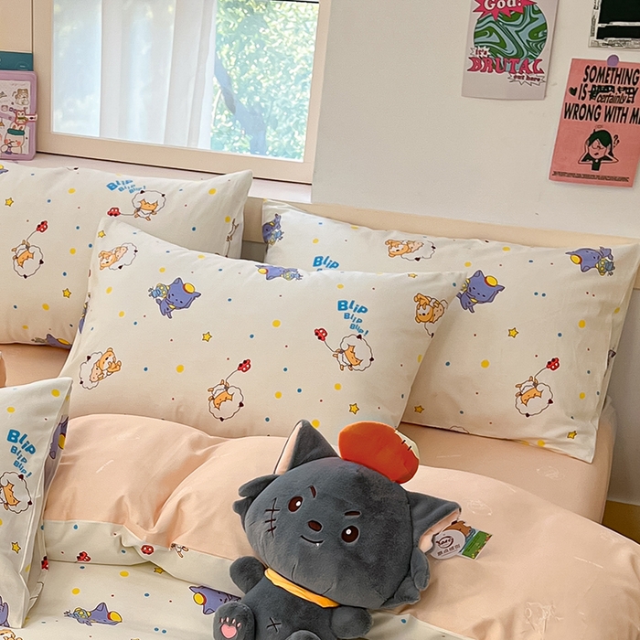 91家纺网 家纺一手货源 找家纺 金鑫汇家纺 2025新款喜羊羊与灰太狼全棉单品枕套 困困小狼羊