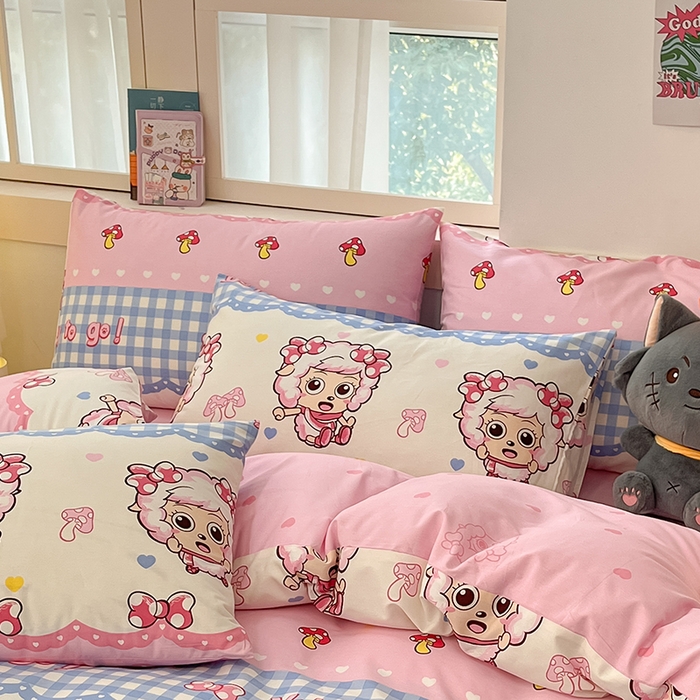 91家纺网 家纺一手货源 找家纺 金鑫汇家纺 2025新款喜羊羊与灰太狼全棉单品枕套 甜宅美羊羊