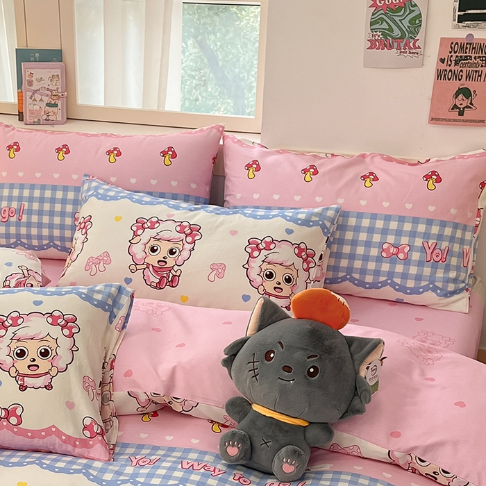 91家纺网 家纺一手货源 找家纺 金鑫汇家纺 2025新款喜羊羊与灰太狼全棉单品枕套 甜宅美羊羊