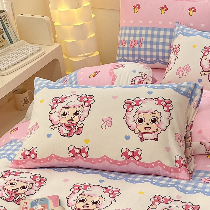 91家纺网 家纺一手货源 找家纺 金鑫汇家纺 2025新款喜羊羊与灰太狼全棉单品枕套 甜宅美羊羊