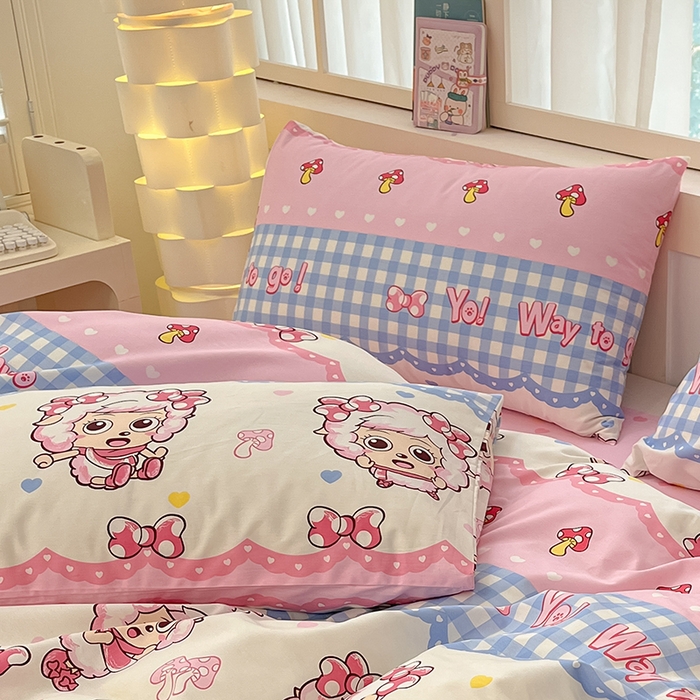 91家纺网 家纺一手货源 找家纺 金鑫汇家纺 2025新款喜羊羊与灰太狼全棉单品枕套 甜宅美羊羊