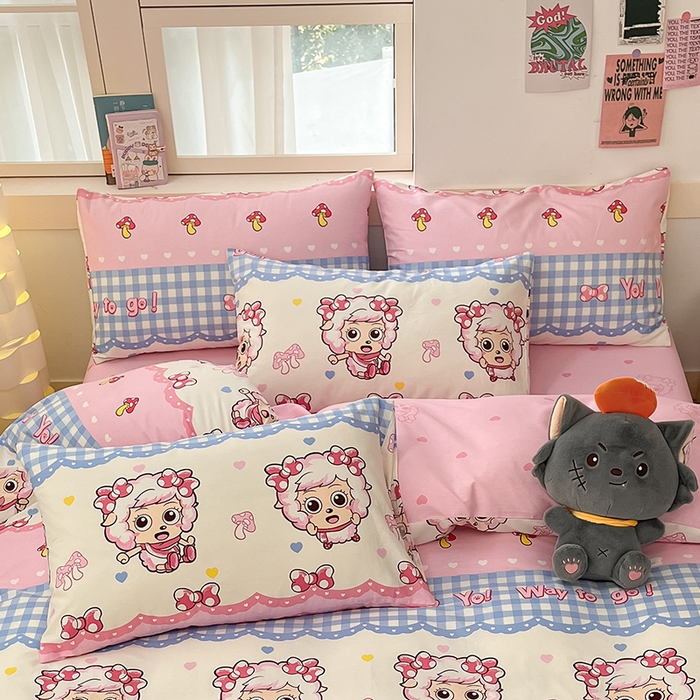 91家纺网 家纺一手货源 找家纺 金鑫汇家纺 2025新款喜羊羊与灰太狼全棉单品枕套 甜宅美羊羊