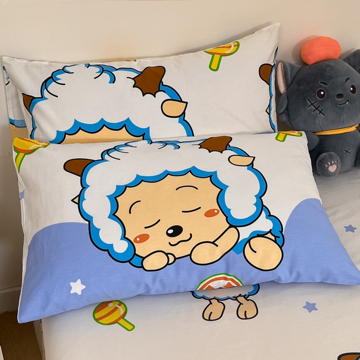 91家纺网 家纺一手货源 找家纺 金鑫汇家纺 2025新款喜羊羊与灰太狼全棉单品枕套 懒懒大王