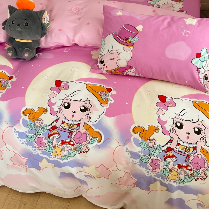 91家纺网 家纺一手货源 找家纺 金鑫汇家纺 2025新款喜羊羊与灰太狼全棉单品枕套 月光精灵