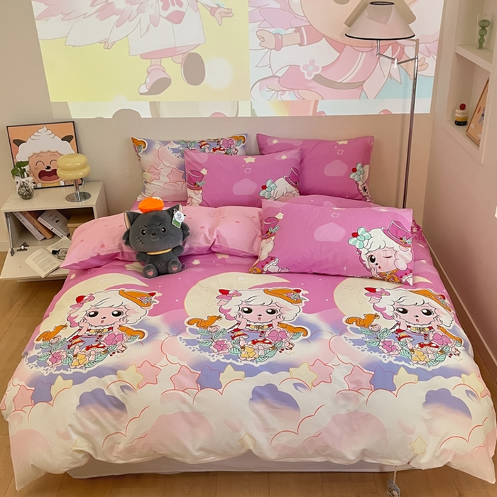 91家纺网 家纺一手货源 找家纺 金鑫汇家纺 2025新款喜羊羊与灰太狼全棉单品枕套 月光精灵