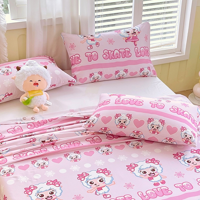 91家纺网 家纺一手货源 找家纺 金鑫汇家纺 2025新款喜羊羊与灰太狼全棉单品枕套 滑冰美羊羊