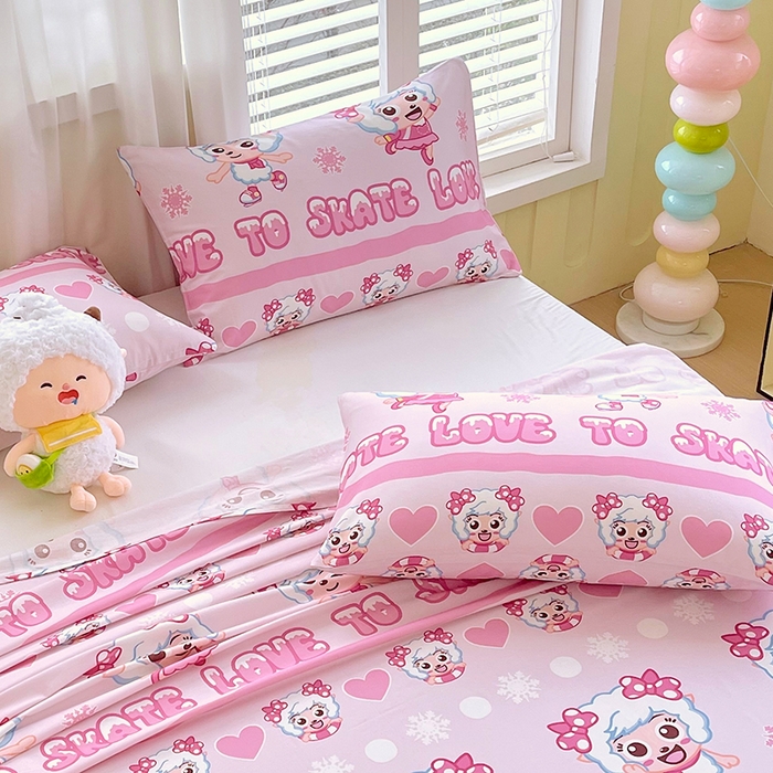 91家纺网 家纺一手货源 找家纺 金鑫汇家纺 2025新款喜羊羊与灰太狼全棉单品枕套 滑冰美羊羊