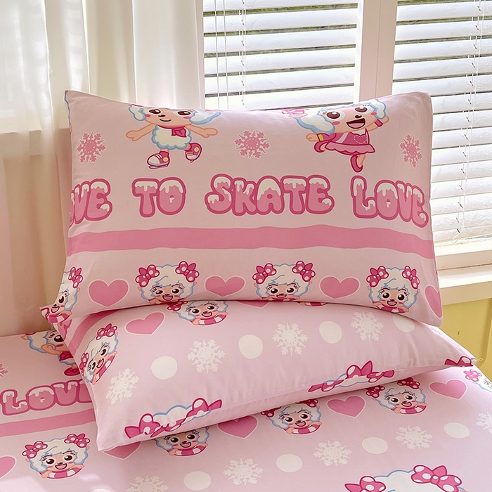 91家纺网 家纺一手货源 找家纺 金鑫汇家纺 2025新款喜羊羊与灰太狼全棉单品枕套 滑冰美羊羊