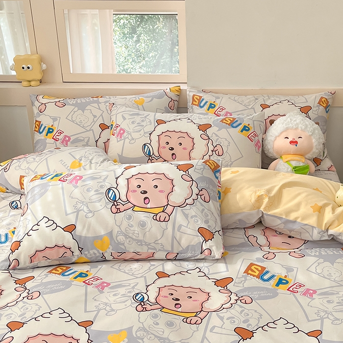 91家纺网 家纺一手货源 找家纺 金鑫汇家纺 2025新款喜羊羊与灰太狼全棉单品枕套 探索懒羊羊