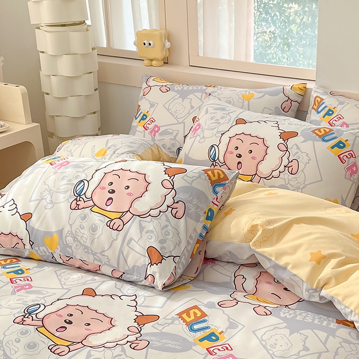 91家纺网 家纺一手货源 找家纺 金鑫汇家纺 2025新款喜羊羊与灰太狼全棉单品枕套 探索懒羊羊