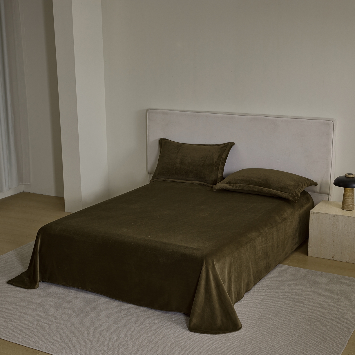 91家纺网 家纺一手货源 找家纺 禧禾 2025新款A类300G醇厚速暖绒四件套-莫兰迪莫兰迪-橄榄绿