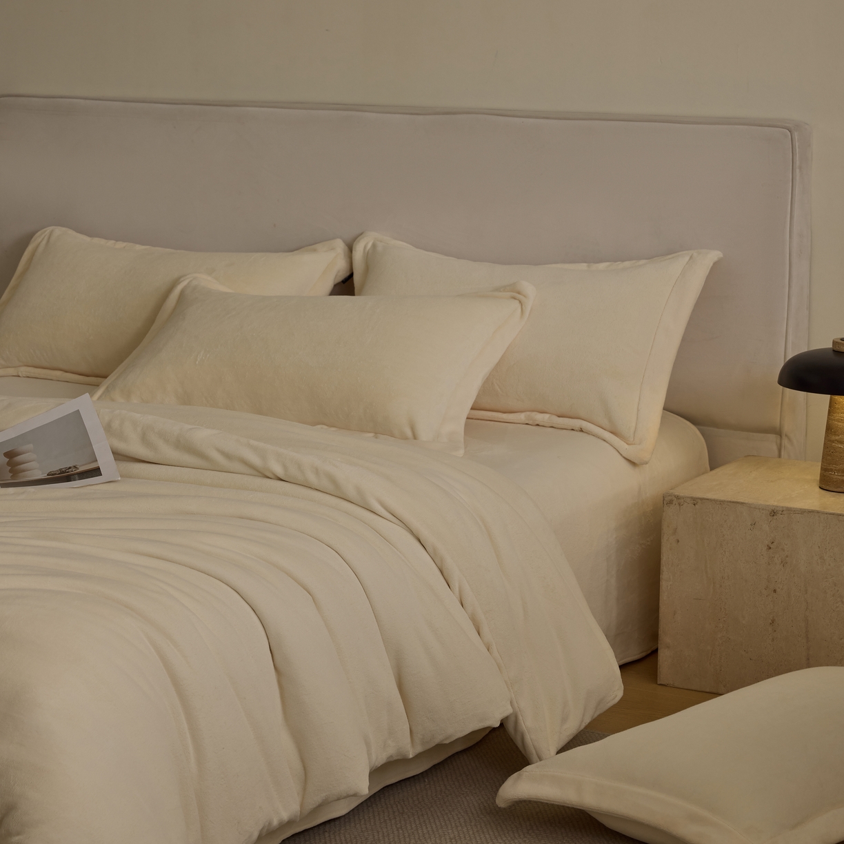 91家纺网 家纺一手货源 找家纺 禧禾 2025新款A类300G醇厚速暖绒四件套-莫兰迪莫兰迪-奶芙黄