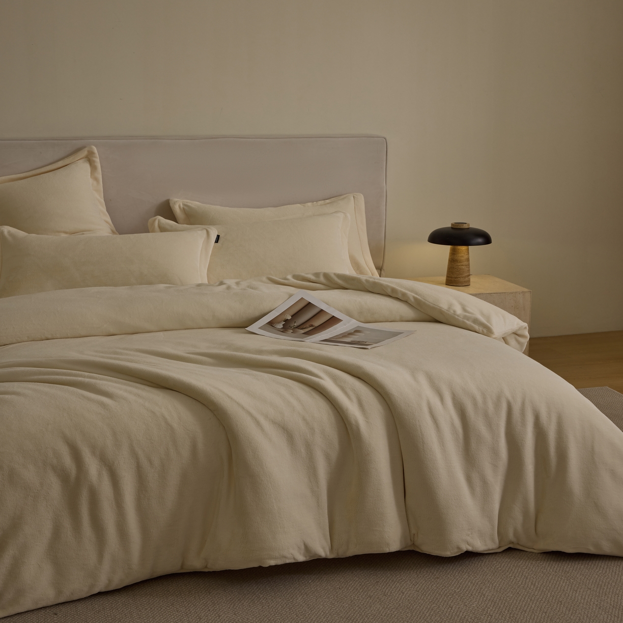 91家纺网 家纺一手货源 找家纺 禧禾 2025新款A类300G醇厚速暖绒四件套-莫兰迪莫兰迪-奶芙黄