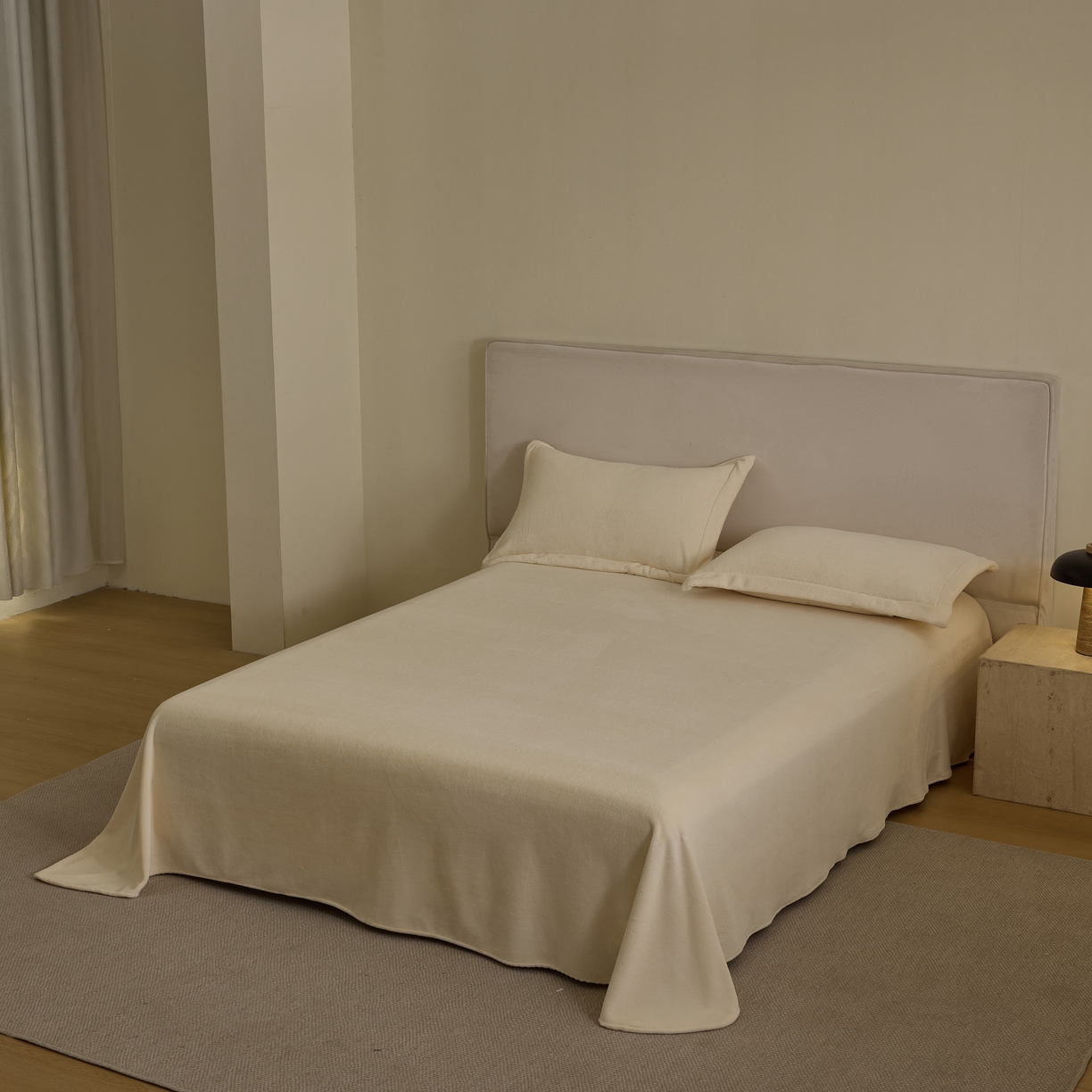 91家纺网 家纺一手货源 找家纺 禧禾 2025新款A类300G醇厚速暖绒四件套-莫兰迪莫兰迪-奶芙黄