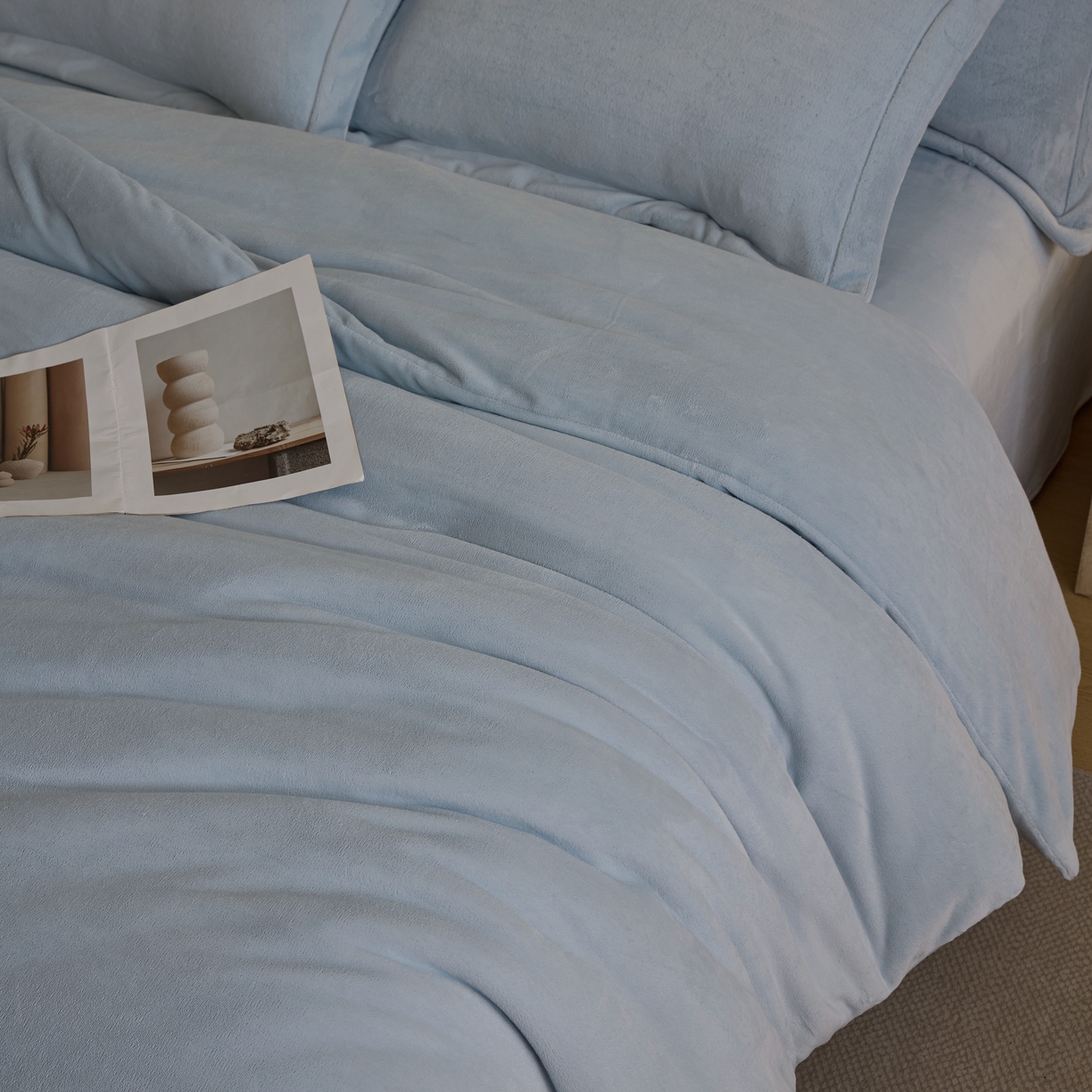 91家纺网 家纺一手货源 找家纺 禧禾 2025新款A类300G醇厚速暖绒四件套-莫兰迪莫兰迪-雨灰蓝