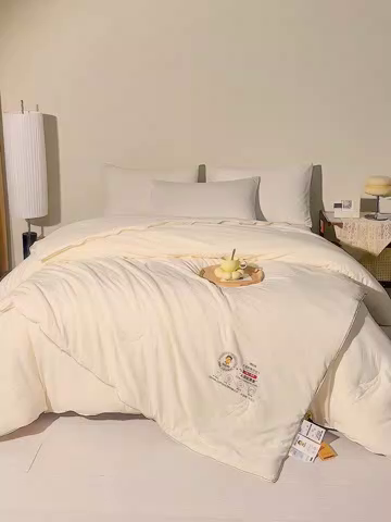 91家纺网 家纺一手货源 找家纺 恒科家纺 2025新款李官奇官方正品认证李官奇大豆纤维被 子母被拉链二合一被子被芯 米白