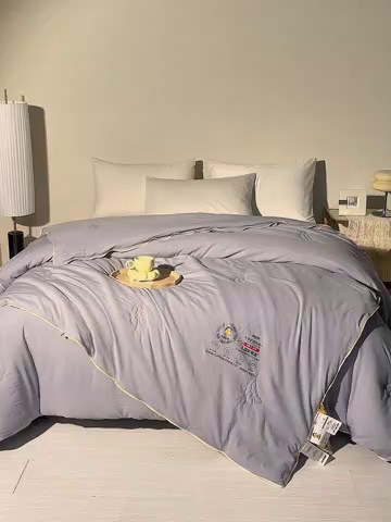 91家纺网 家纺一手货源 找家纺 恒科家纺 2026新款李官奇官方正品认证李官奇大豆纤维被 子母被拉链二合一被子被芯 浅灰