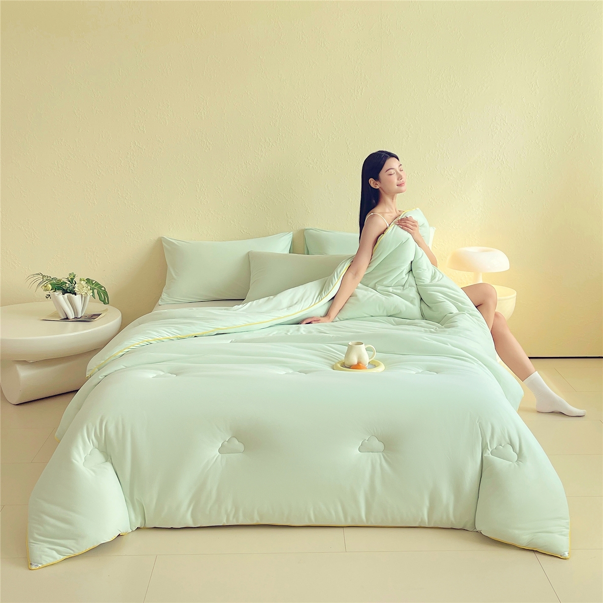 91家纺网 家纺一手货源 找家纺 （总）佰亿莱 2025新款亲肤超柔云朵棉牛奶大豆被子被芯