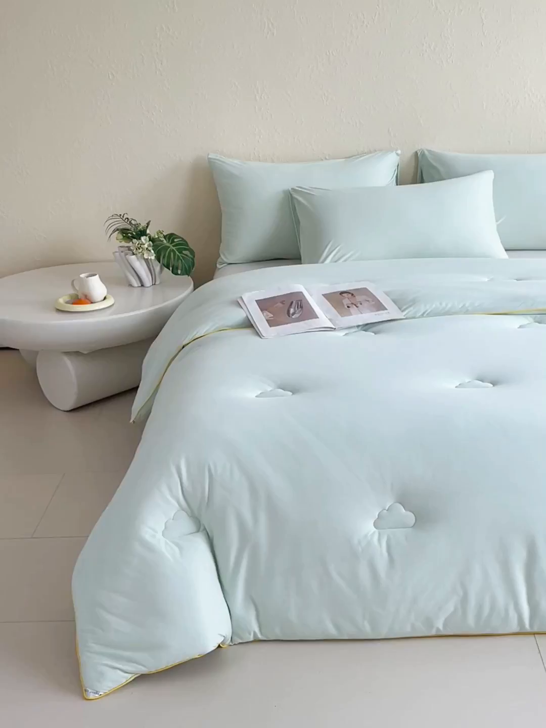 91家纺网 家纺一手货源 找家纺 佰亿莱 2026新款亲肤超柔云朵棉牛奶大豆被子被芯 清新绿