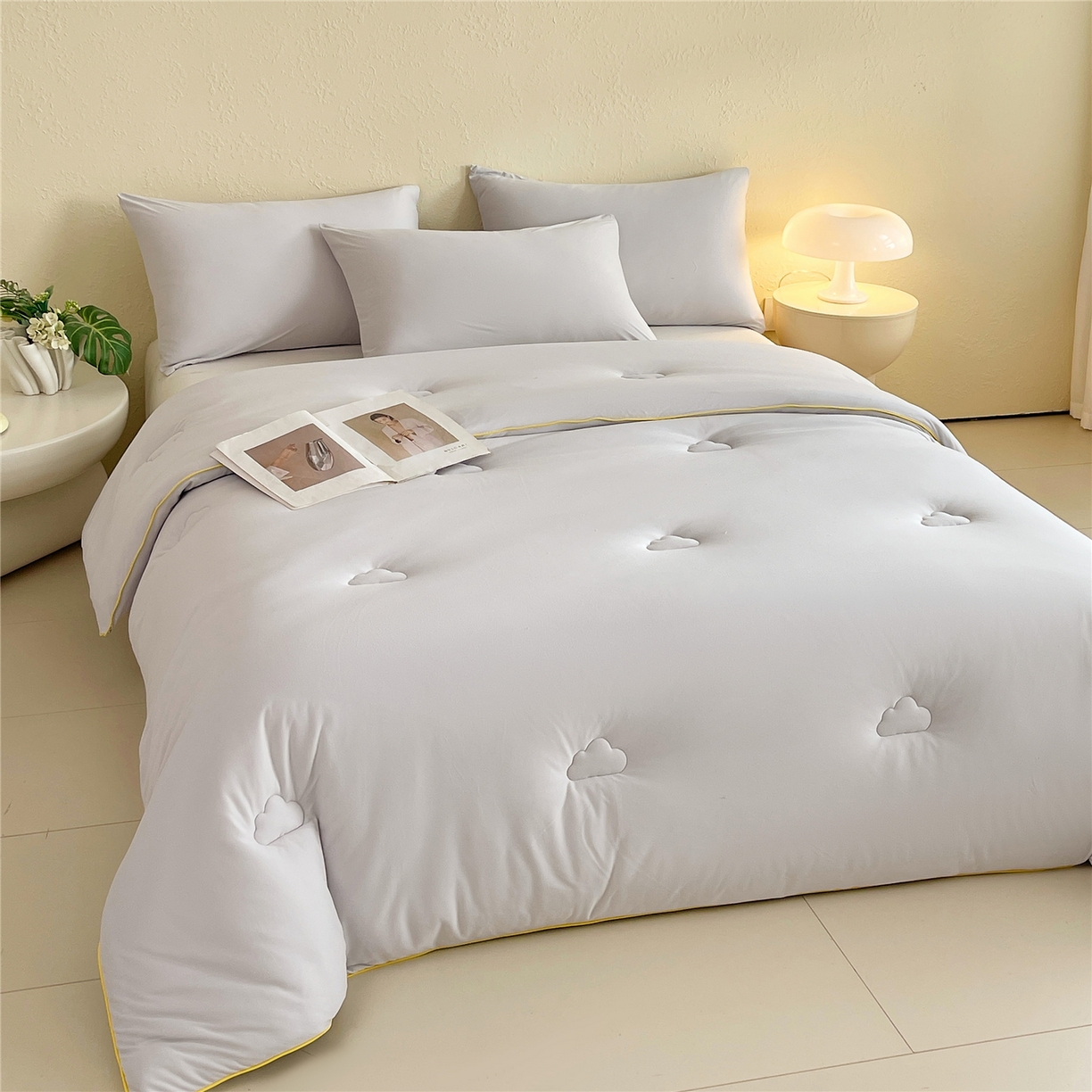 91家纺网 家纺一手货源 找家纺 佰亿莱 2026新款亲肤超柔云朵棉牛奶大豆被子被芯 银灰