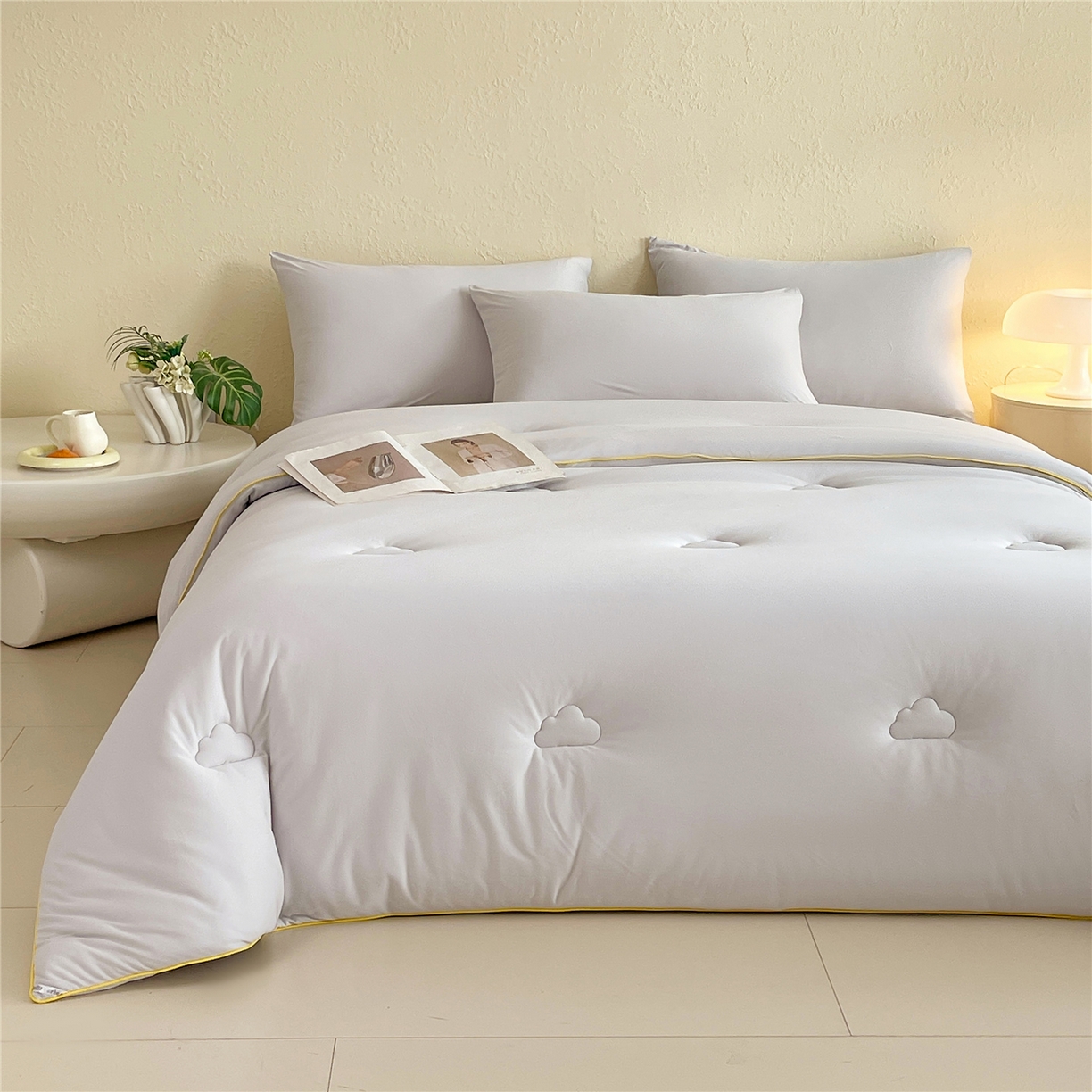 91家纺网 家纺一手货源 找家纺 佰亿莱 2026新款亲肤超柔云朵棉牛奶大豆被子被芯 银灰