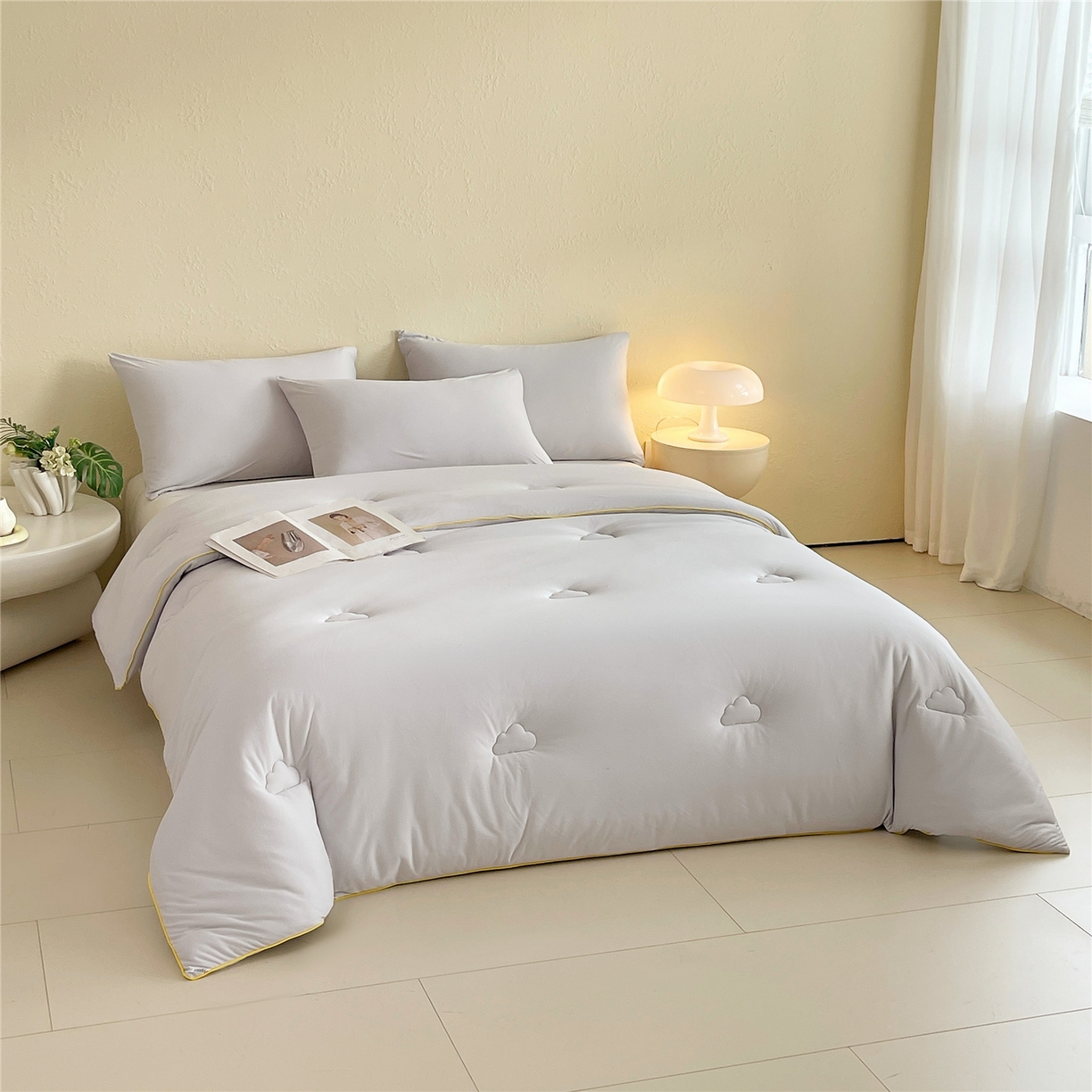 91家纺网 家纺一手货源 找家纺 佰亿莱 2026新款亲肤超柔云朵棉牛奶大豆被子被芯 银灰