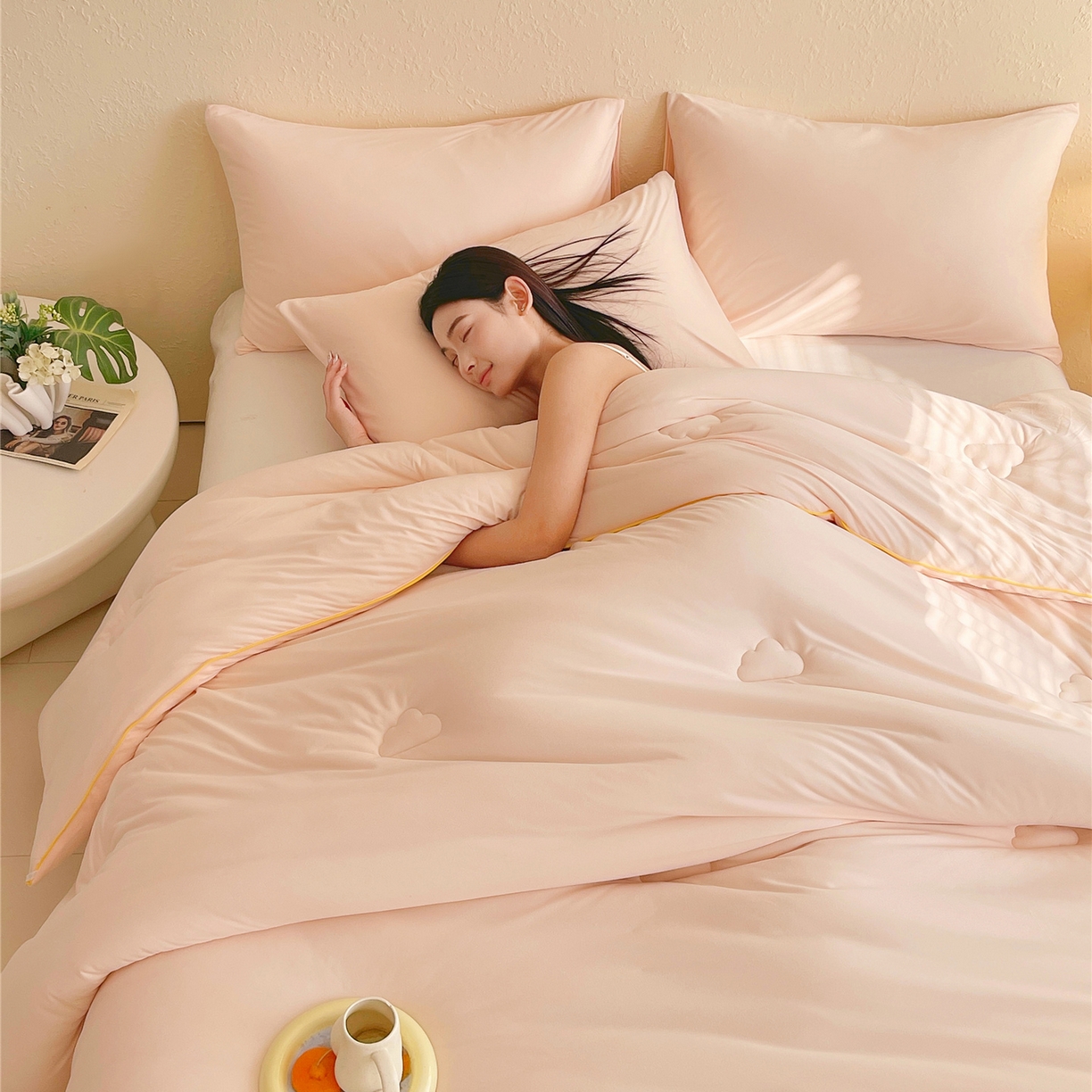 91家纺网 家纺一手货源 找家纺 佰亿莱 2026新款亲肤超柔云朵棉牛奶大豆被子被芯 玉粉