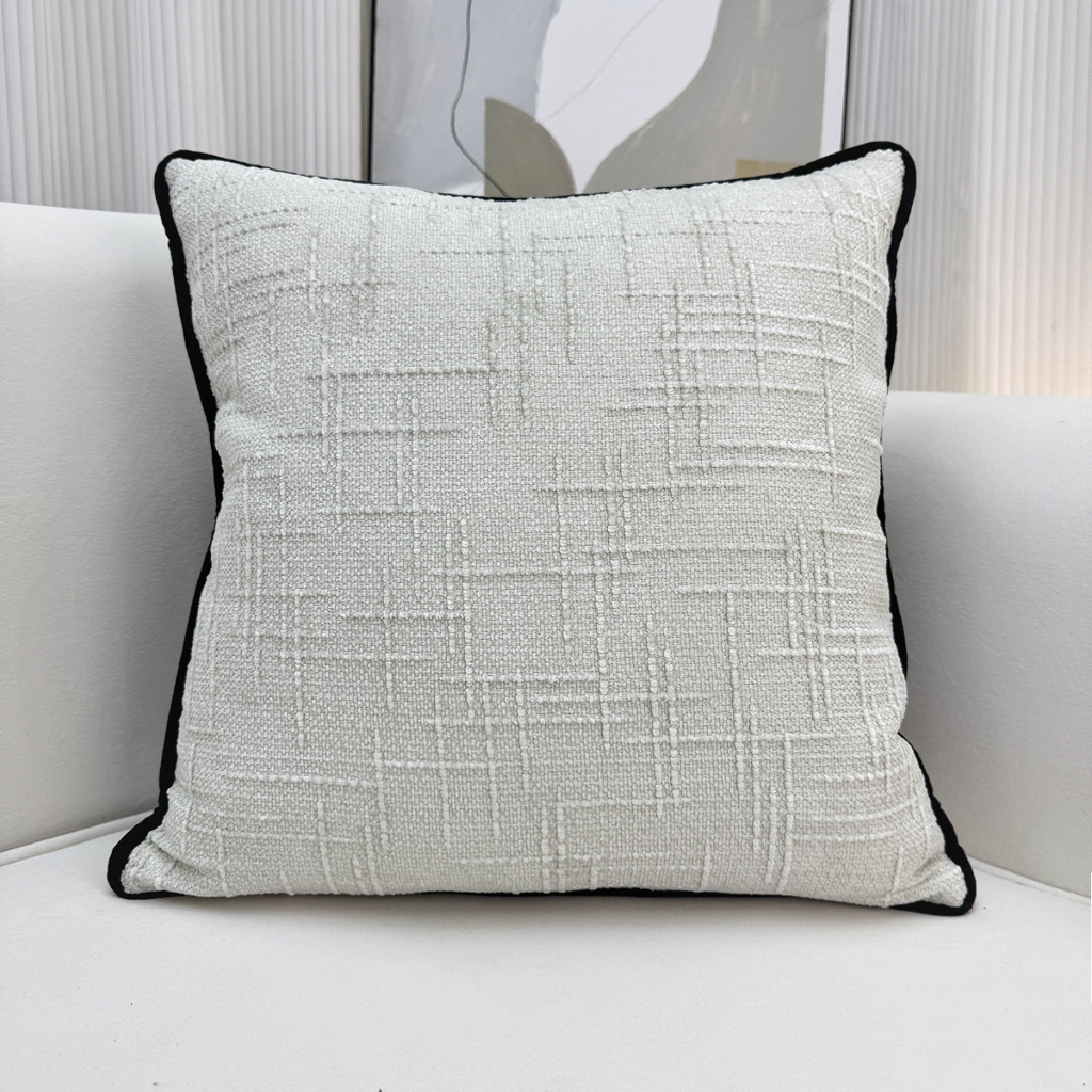 爱家居 2025新款纯色加厚雪尼尔纹理抱枕轻奢家居靠垫沙发床头靠包枕可拆洗 轻奢雪尼尔—白色