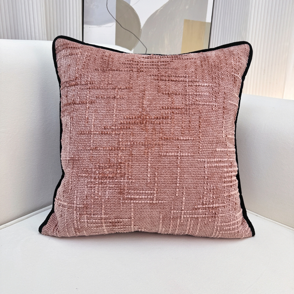 91家纺网 家纺一手货源 找家纺 爱家居 2025新款纯色加厚雪尼尔纹理抱枕轻奢家居靠垫沙发床头靠包枕可拆洗 轻奢雪尼尔—粉