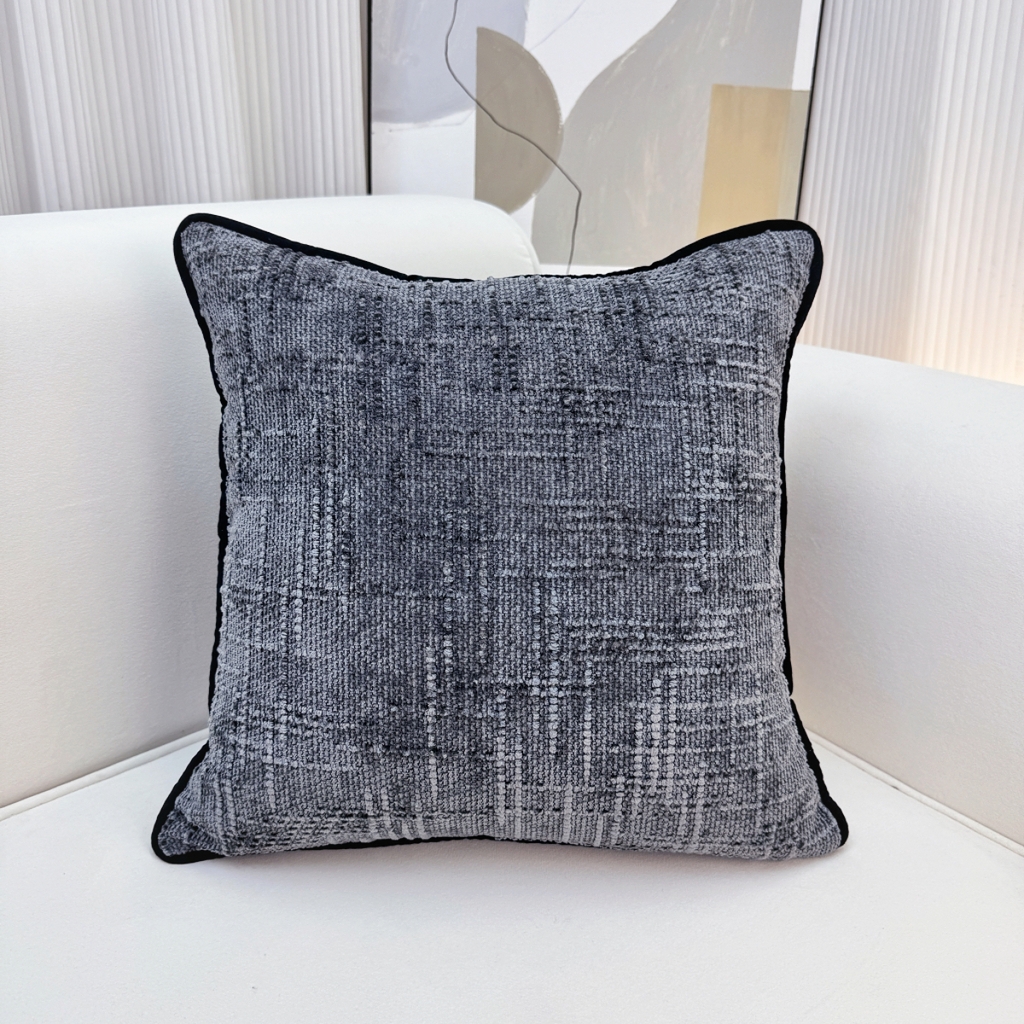 爱家居 2025新款纯色加厚雪尼尔纹理抱枕轻奢家居靠垫沙发床头靠包枕可拆洗 轻奢雪尼尔—灰色