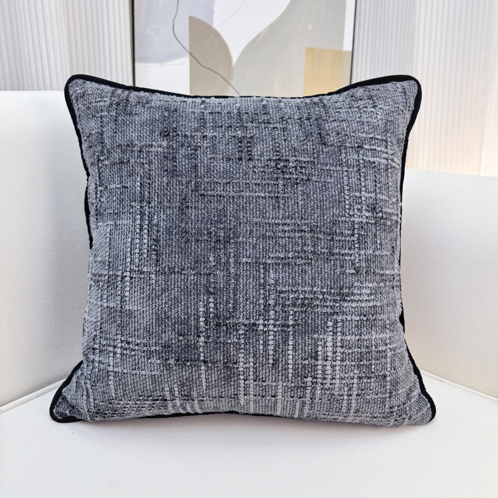 91家纺网 家纺一手货源 找家纺 爱家居 2025新款纯色加厚雪尼尔纹理抱枕轻奢家居靠垫沙发床头靠包枕可拆洗 轻奢雪尼尔—灰色