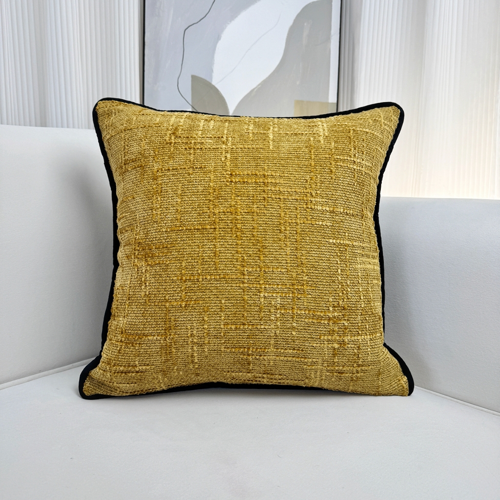 91家纺网 家纺一手货源 找家纺 爱家居 2025新款纯色加厚雪尼尔纹理抱枕轻奢家居靠垫沙发床头靠包枕可拆洗 轻奢雪尼尔—姜黄