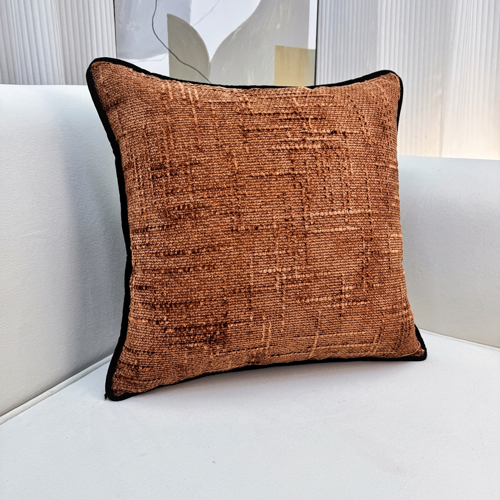 91家纺网 家纺一手货源 找家纺 爱家居 2025新款纯色加厚雪尼尔纹理抱枕轻奢家居靠垫沙发床头靠包枕可拆洗 轻奢雪尼尔—橘