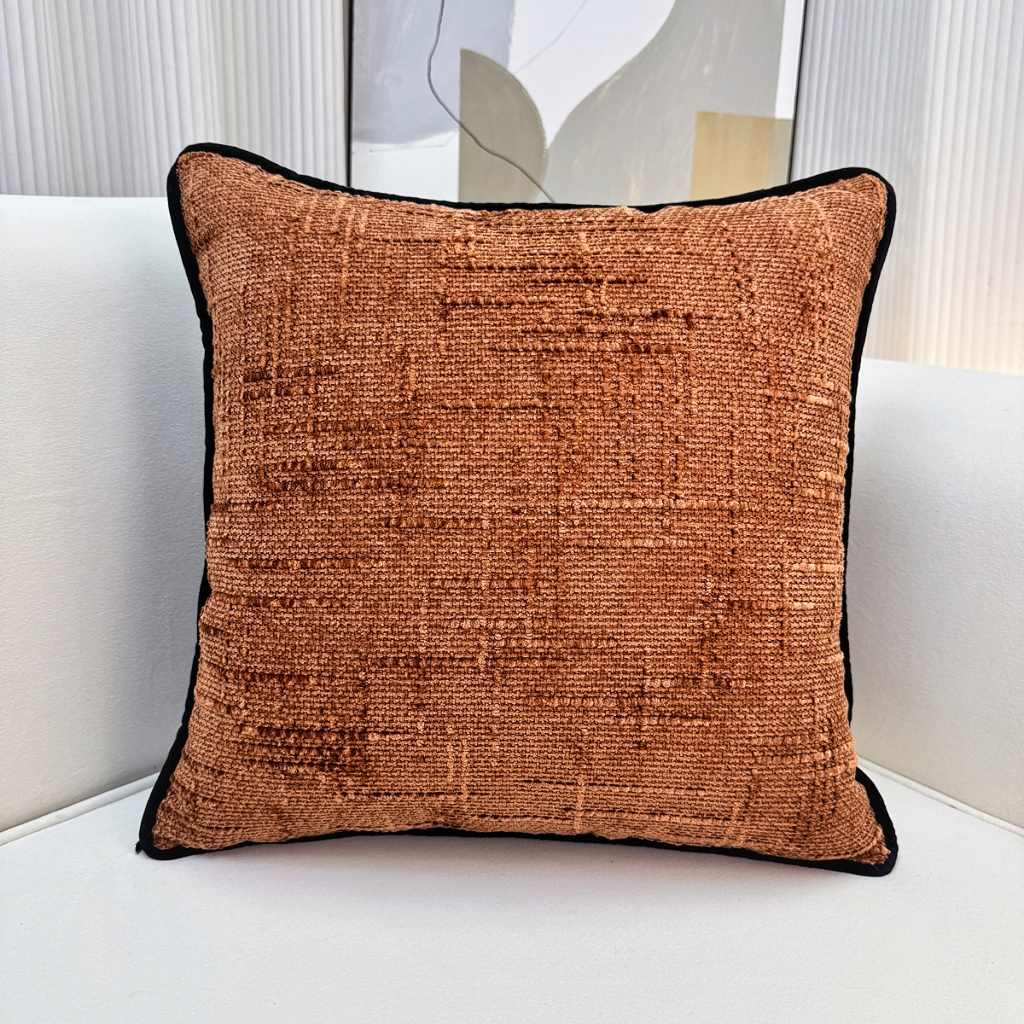 爱家居 2025新款纯色加厚雪尼尔纹理抱枕轻奢家居靠垫沙发床头靠包枕可拆洗 轻奢雪尼尔—橘