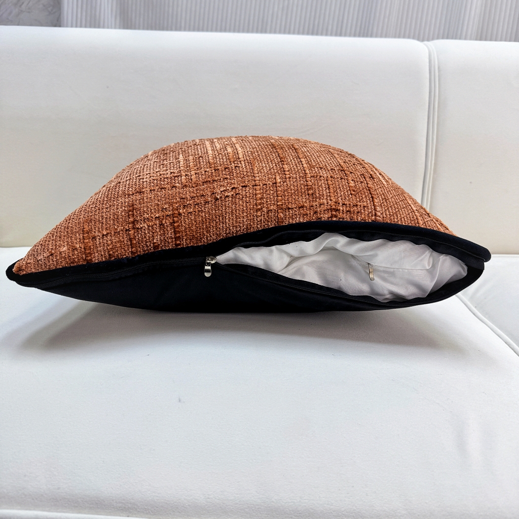 91家纺网 家纺一手货源 找家纺 爱家居 2025新款纯色加厚雪尼尔纹理抱枕轻奢家居靠垫沙发床头靠包枕可拆洗 轻奢雪尼尔—橘