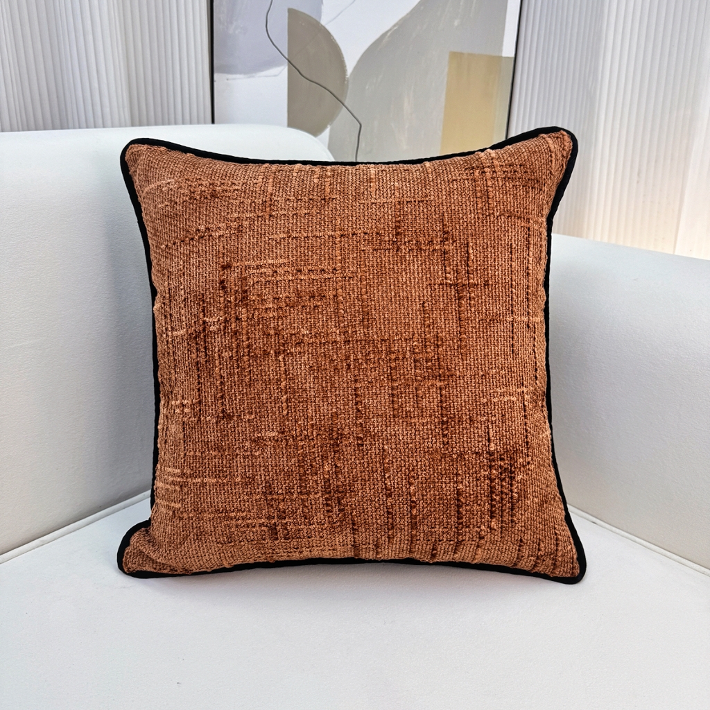 91家纺网 家纺一手货源 找家纺 爱家居 2025新款纯色加厚雪尼尔纹理抱枕轻奢家居靠垫沙发床头靠包枕可拆洗 轻奢雪尼尔—橘