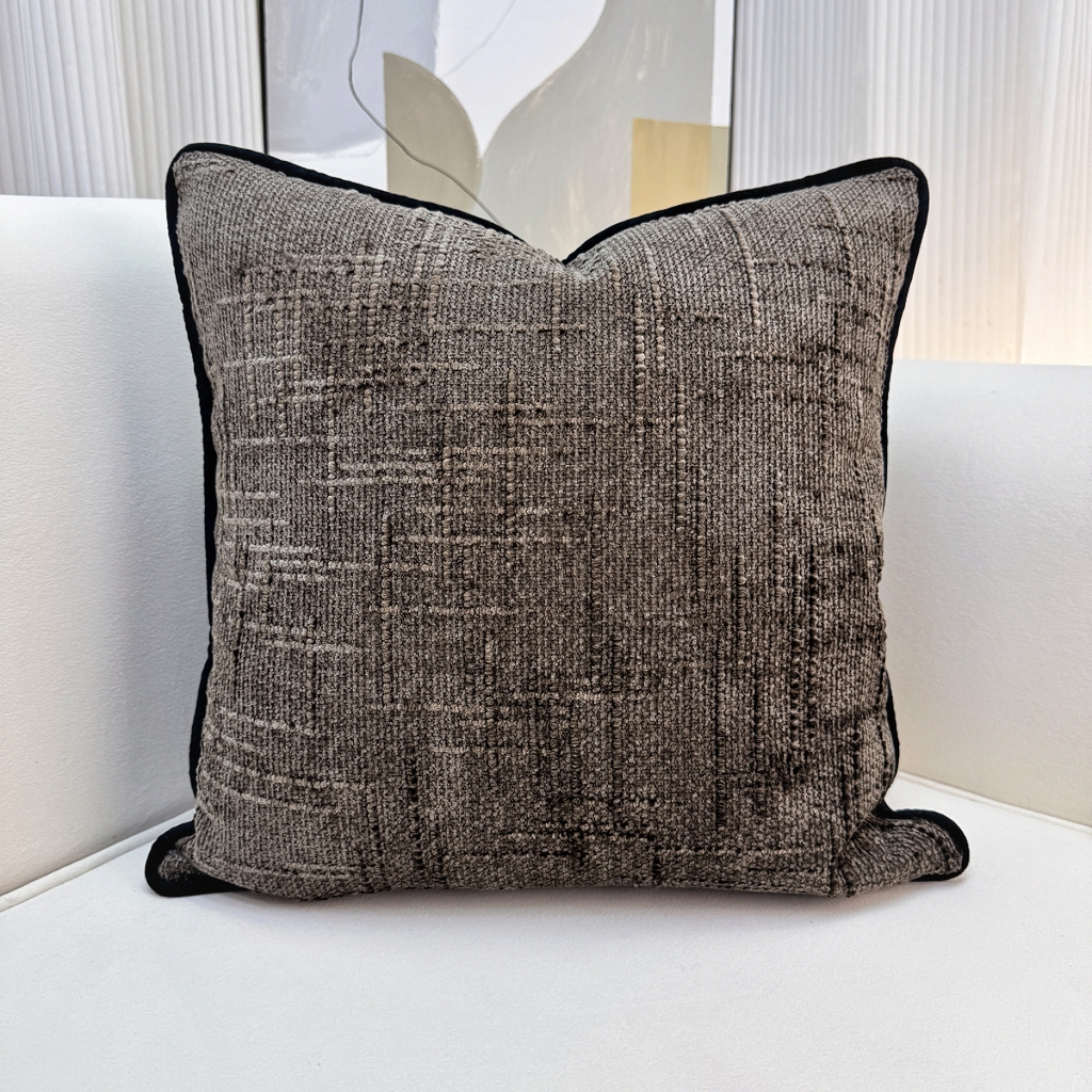 爱家居 2025新款纯色加厚雪尼尔纹理抱枕轻奢家居靠垫沙发床头靠包枕可拆洗 轻奢雪尼尔—咖色