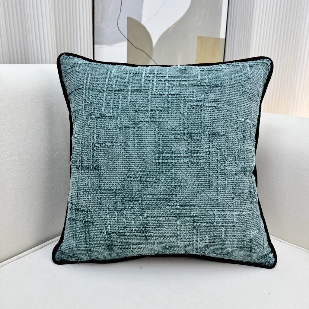 爱家居 2025新款纯色加厚雪尼尔纹理抱枕轻奢家居靠垫沙发床头靠包枕可拆洗 轻奢雪尼尔—蓝色