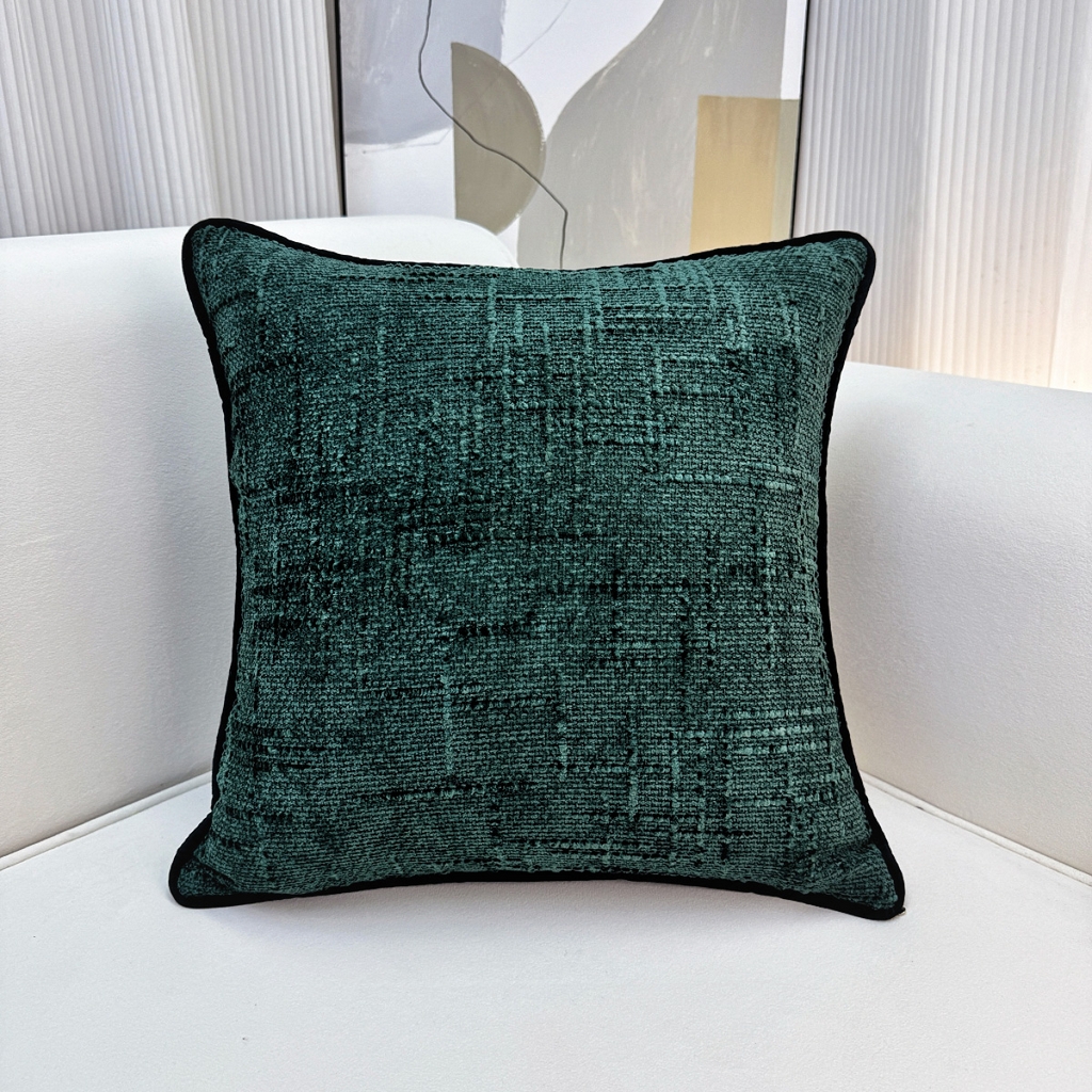 爱家居 2025新款纯色加厚雪尼尔纹理抱枕轻奢家居靠垫沙发床头靠包枕可拆洗 轻奢雪尼尔—墨绿