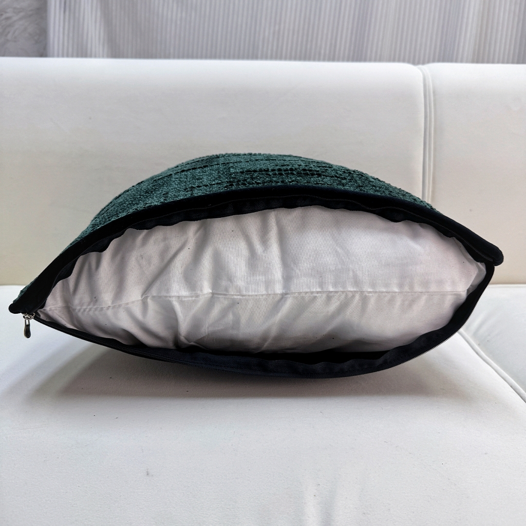 91家纺网 家纺一手货源 找家纺 爱家居 2025新款纯色加厚雪尼尔纹理抱枕轻奢家居靠垫沙发床头靠包枕可拆洗 轻奢雪尼尔—墨绿