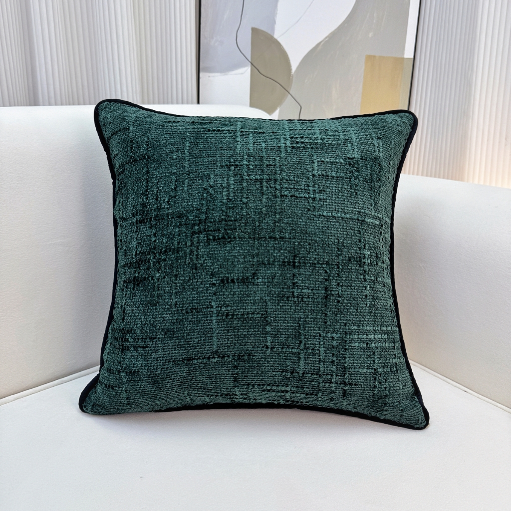 91家纺网 家纺一手货源 找家纺 爱家居 2025新款纯色加厚雪尼尔纹理抱枕轻奢家居靠垫沙发床头靠包枕可拆洗 轻奢雪尼尔—墨绿