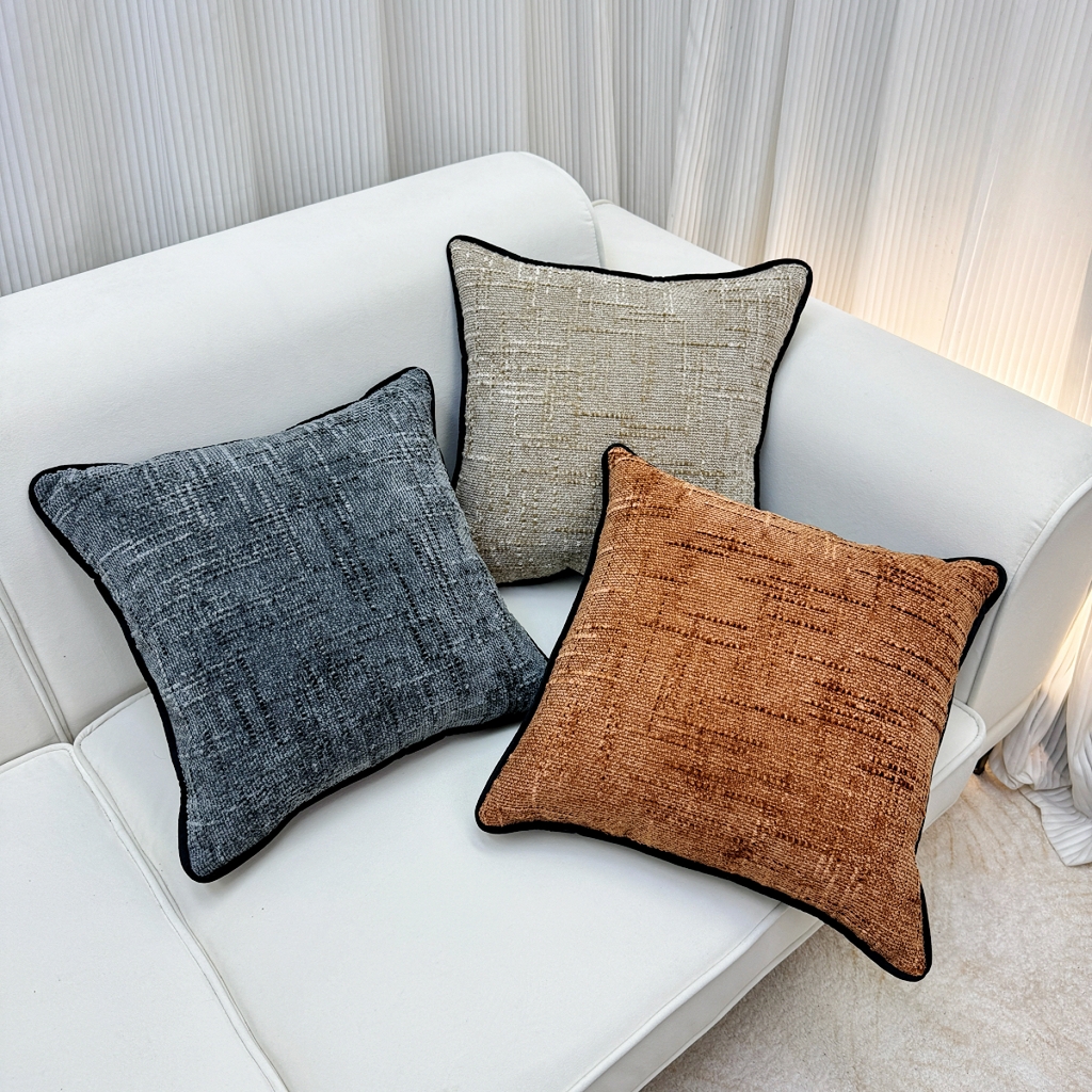 91家纺网 家纺一手货源 找家纺 爱家居 2025新款纯色加厚雪尼尔纹理抱枕轻奢家居靠垫沙发床头靠包枕可拆洗 组合图
