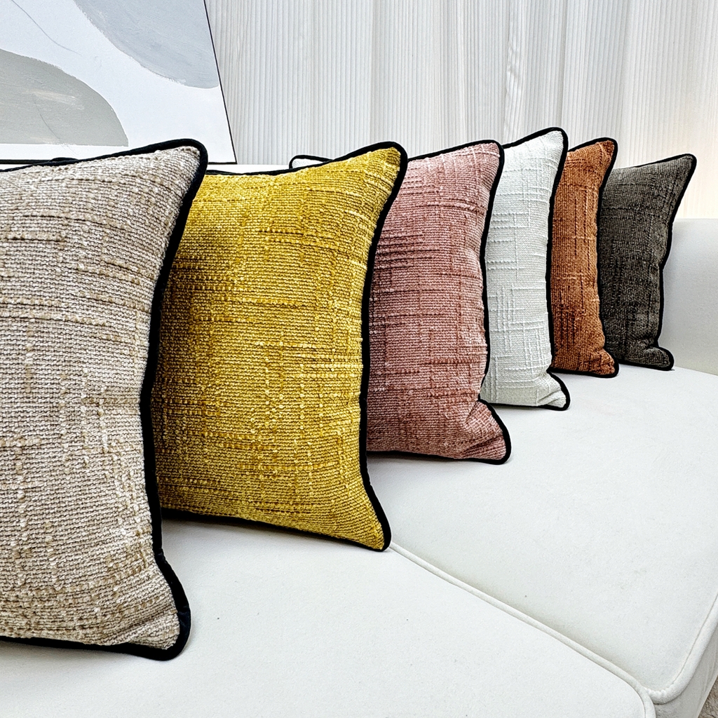 91家纺网 家纺一手货源 找家纺 爱家居 2025新款纯色加厚雪尼尔纹理抱枕轻奢家居靠垫沙发床头靠包枕可拆洗 组合图